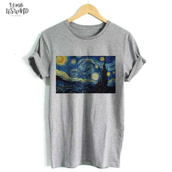 

women van gogh art oil painting shirt plus size casual harajuku short sleeve summer fashion tee shirt femme 4 short colors, White