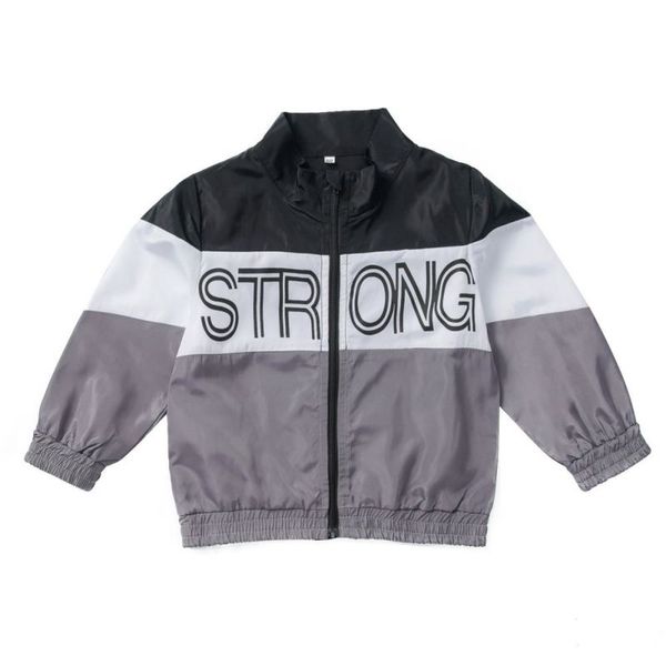 

autumn spring kids boy clothes outerwear patchwork color letters casual jacket coat outfits for baby girl 2020, Blue;gray