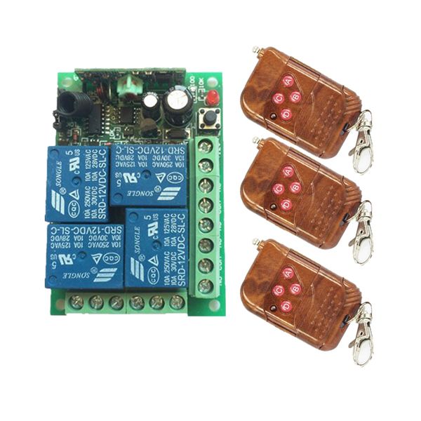 2020 Dc12v 4ch Relay 10a Rf Wireless Remote Control Switch System Receiver Amp Transmitter Wireless Lighting Switch For Smart Home From Szcxdz688 7 04