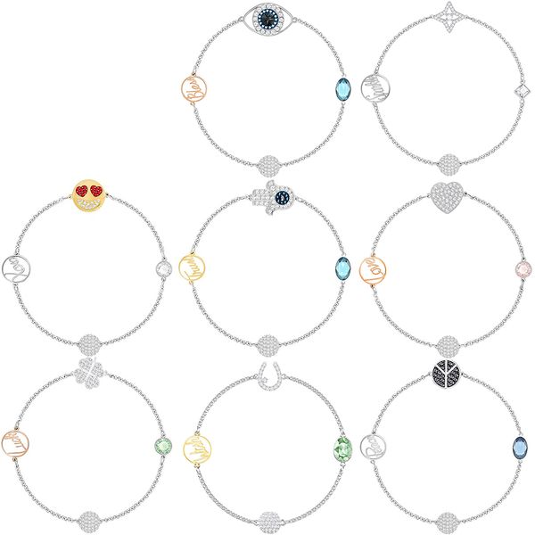 

fahmi swa remix collection invisible magnetic buckle devil's eye star heart shape four-leaf clover bracelet match pendant, Black