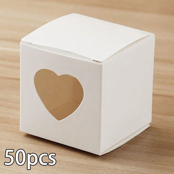 

50pcs heart shaped window chocolate candy boxes cookie box for wedding party candy boxes 2020 new arrival