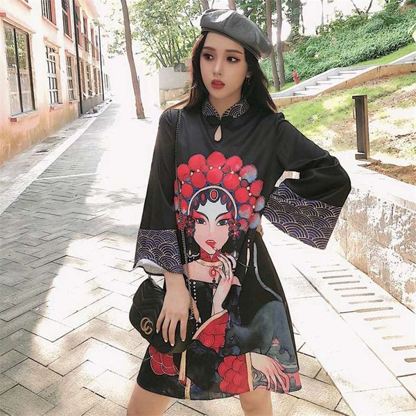 

women's summer vintage print black fashion dresses chinese style improved cheongsam casual for women s-xl, Black;gray