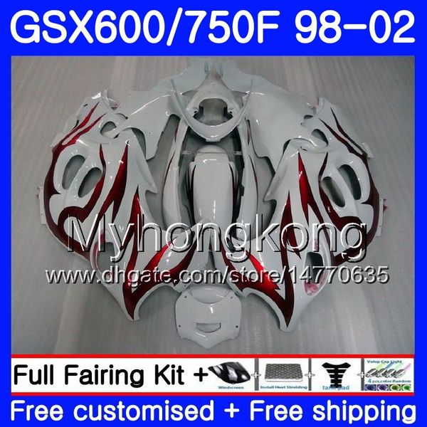 Corpo per SUZUKI KATANA GSXF 600 750 GSXF750 Fiamme rosse bianco 98 99 00 01 02 292HM.20 GSX 750F 600F GSXF600 1998 1999 2000 2001 2002 Carenatura