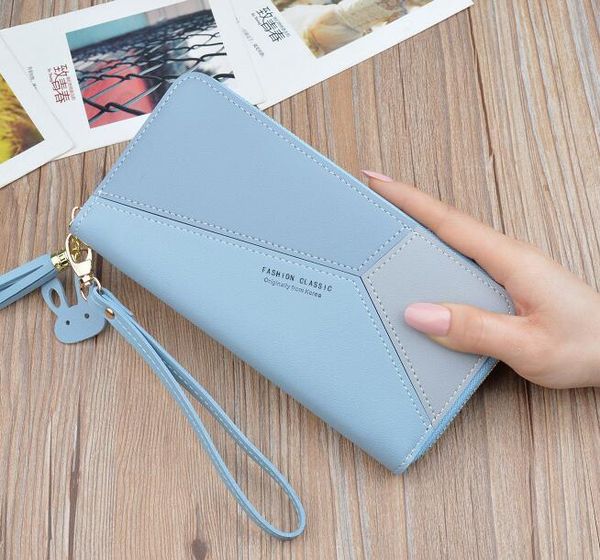 

designer women handbag purse female long korean version color stitching zipper large-capacity money mobile phone bag wallet card bags/6
