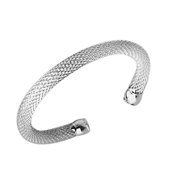 

925 sterling silver cuff bangles nice women plant net fashion costume bangle jewelry, White