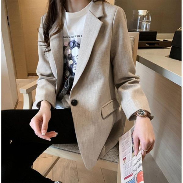 

ретро офис дамы двубортных клетчатый костюм куртка с длинными рукавами свободные английские дамы стиля пиджак fem, White;black