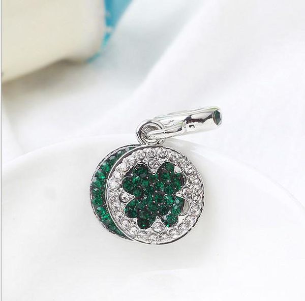 

fit pandora charm bracelet european silver bead charms four leaf clover beads 925 diy snake chain for women bangle & necklace jewelry, Black