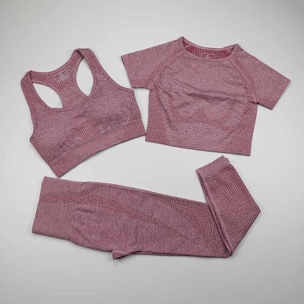 

тренировочная одежда женщины спортивный бюстгальтер+короткий рукав растениеводство топ рубашки+ 3 шт спортивная одежда женщины тренажерный з