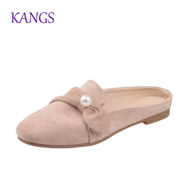 

flat shoes 2020 fashion mules for women suede leather slip on sandalias women slipper summer sandals women's shoes a221, Black