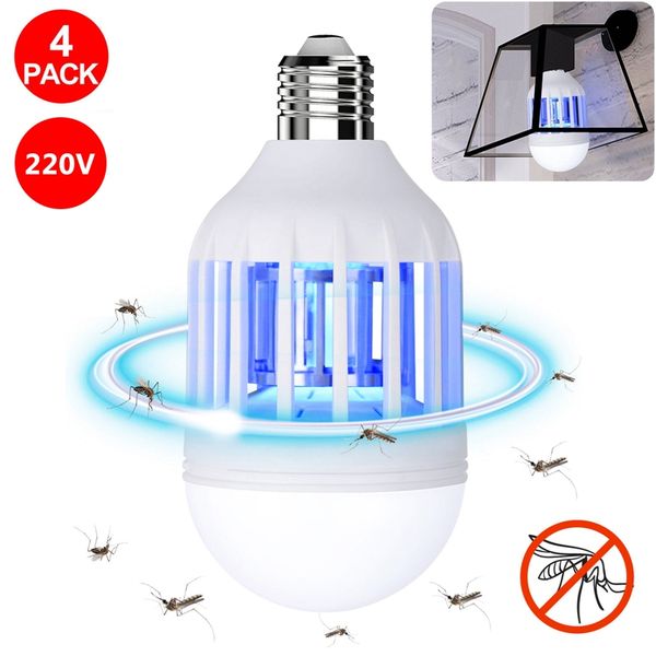 

4pcs 220v 2 in 1 light zapper led lightbulb mosquito insect killer bulb lamp