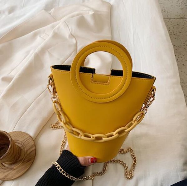 

fashion women bucket bag plain handbag ladu beach bag shoulder bags chain totos