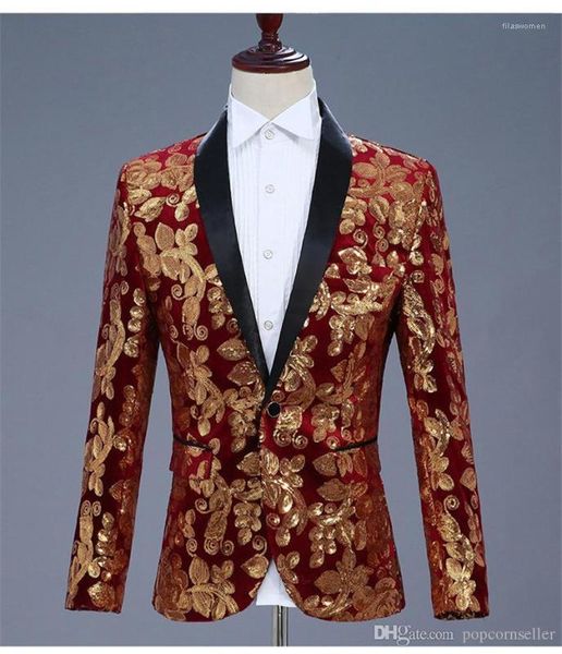 

suit long sleeve casual mens outerwear mens costume singers gown velvet gold sequined blazer male clothing mens fashion designer, Black;red