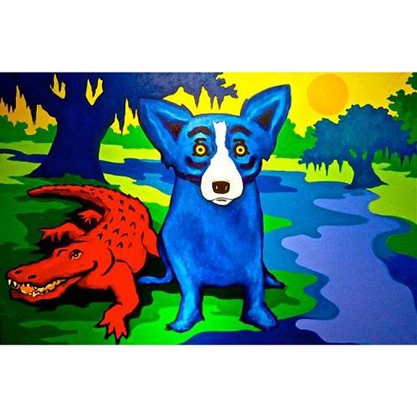 

george rodrigue animal blue dog hi quality hd canvas print wall art oil painting home decor on canvas multi sizes frame options 174