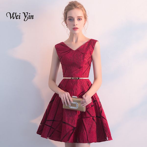 

weiyin short cocktail dresses 2018 v neck lace above knee women prom dress a line mini formal party dresses wy819, White;black