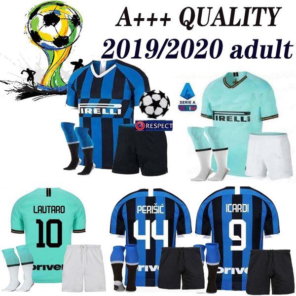 

2019 2020 icardi lautaro skriniar inter soccer jersey godin barella perisic nainggolan jerseys 19 20 football kit shirts, Black