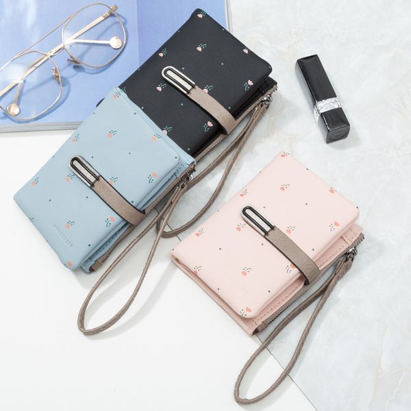 

new short style women's japanese korean cute little fresh simple multi - card wallet, Red;black