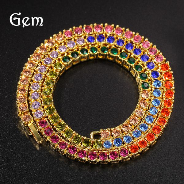 

cuban link chains hip-hop 4mm alloy colored diamond a row of necklaces hiphop fashion people exaggerated personalized accessories, Silver