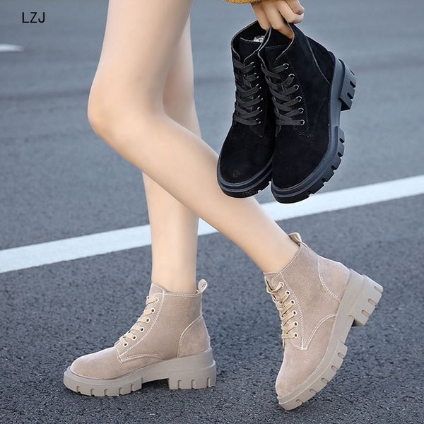 

winter boots women shoes 2019 snow boots ankle lace-up women plus size flock ladies shoes woman zapatos de mujer, Black