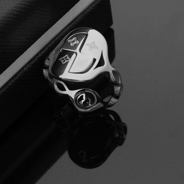 

new fashion brand 316l titanium steel hollow ring 18k gold personality ring valentine's day couple gift, Silver