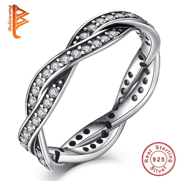 

wholesale 925 sterling silver fashion winding crystal wedding rings women's engagement ring classic jewelry for female, Golden;silver