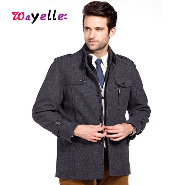 

new men's winter wool jacket coat simple business solid slim thicken windbreaker warm overcoat jacket outwear plus size m-xxxl, Black