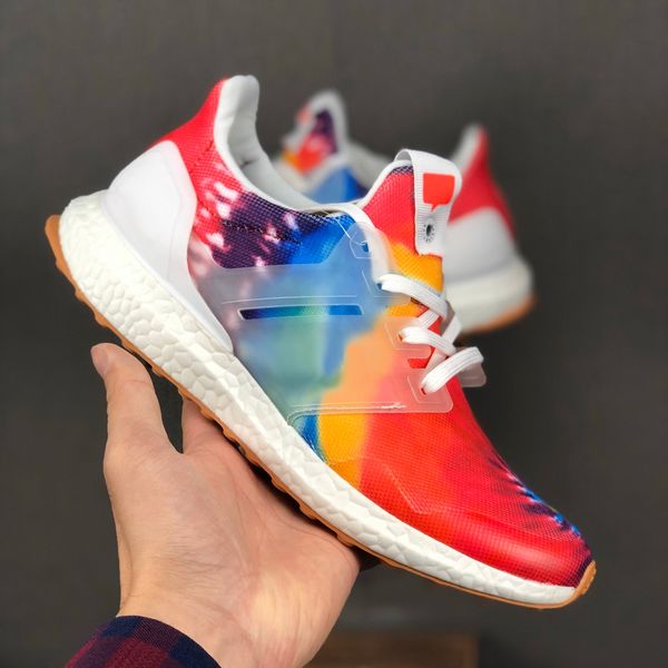 

nice kicks x ub ultraboost woodstock rainy season men women running shoes ultra boost 4.0 tie dyed multicolor sports sneakers size 36-45, White;red