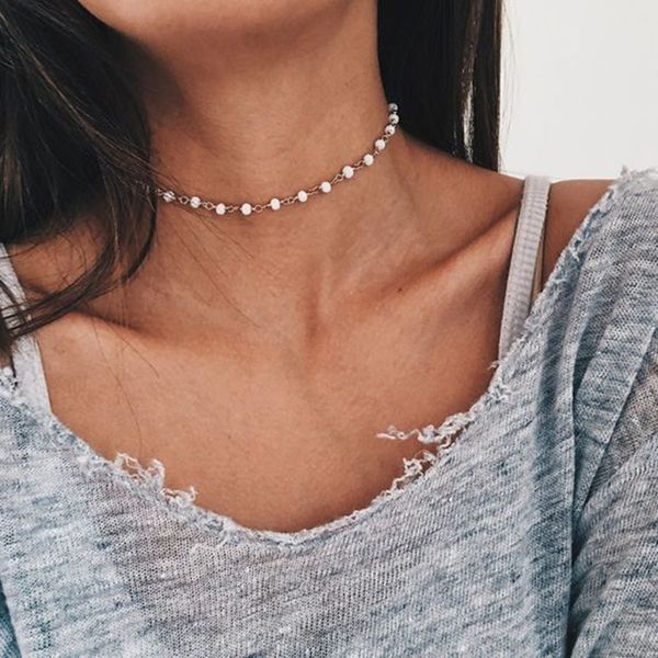 

duohan 2020 new haute couture jewelryfashion jewelry accessories bohemia mix color bead chain necklace for couple lovers, Golden;silver