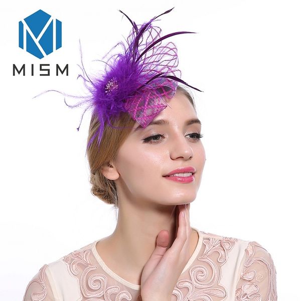 

m mism new womens fascinator feather hairband floral headband hair accessoies lace cocktail party hair clips headpiece hairpins