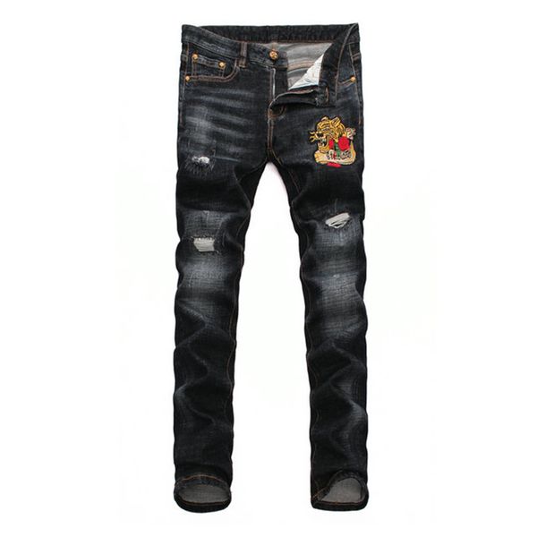 

роскошные джинсы хип-хоп штаны дизайнер джинсы проблемные ripped байкер жан тонкий тощий штаны размер 28-34,36,38, Blue