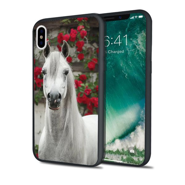 

capa luxury white horse roses case for iphone 11 pro xs max xr 8 7 6s plus 5s se 5 case soft silicone cover