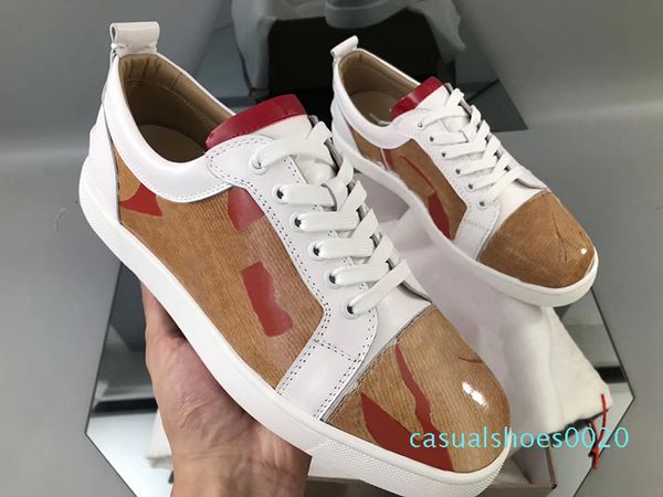 

red bottom seavaste sneaker latest low spikes mens trainers flat junior spike shoes 100% real leather wedding c20, Black