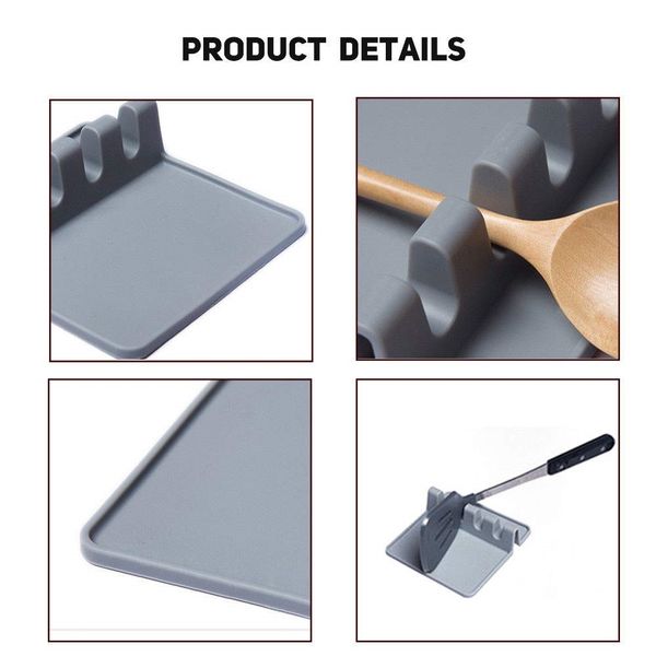 

silicone spoon rest heat resistant tool kitchen utensil spatula holder soup pot fixing clip cooking tools rack storage organizer other kitch