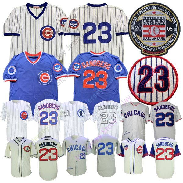 

2005 Hall Of Fame Patch Cubs Jerseys 1984 Chicago Blue Pullover Cream Pinstripe Grey White