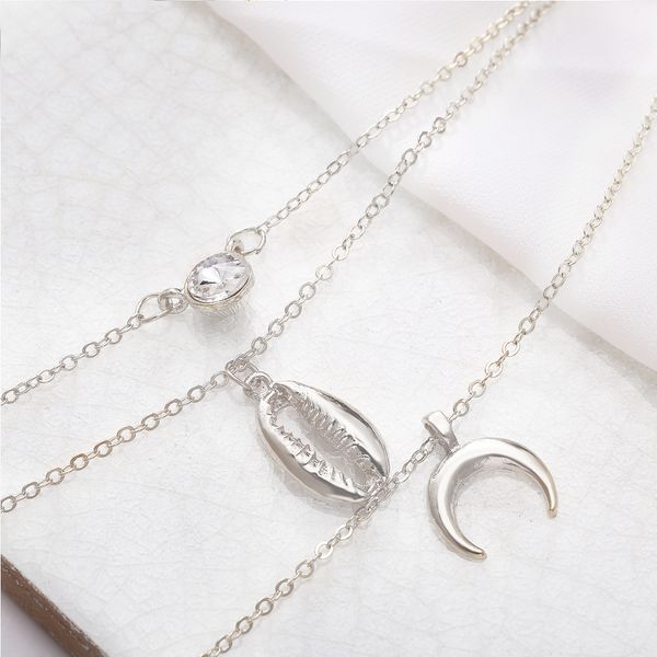 

shell crescent pendant necklace, White