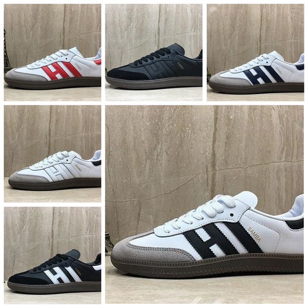 

new luxury fashion samba leather mens womens black white blue red light designer breathe casual shoe size eur36-45