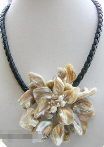 

envÃ­o gratis> 18''70mm hecho a mano blanco shell collar de flores, Silver