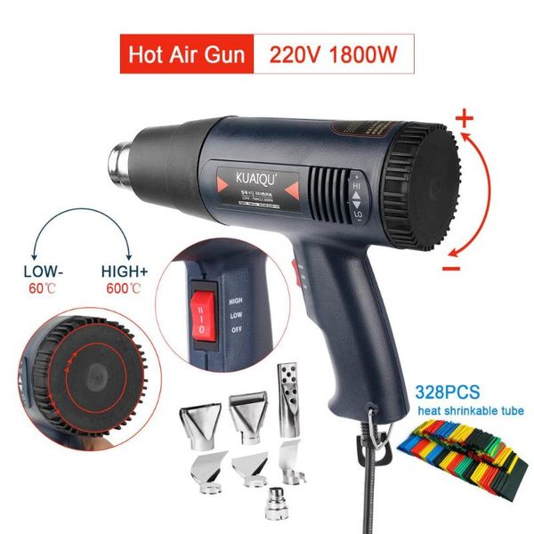

industrial electric air gun 1800w 220v thermoregulator heat guns shrink wrapping thermal power tool with 7pcs nozzles