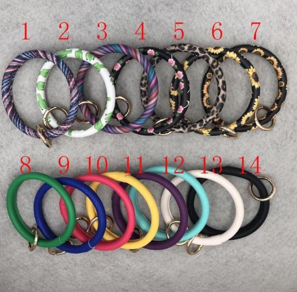 

leather bracelet keychain personalized sunflower serape leopard leather bracelets keychains o key ring circle bracelet wristlet keychain, Slivery;golden
