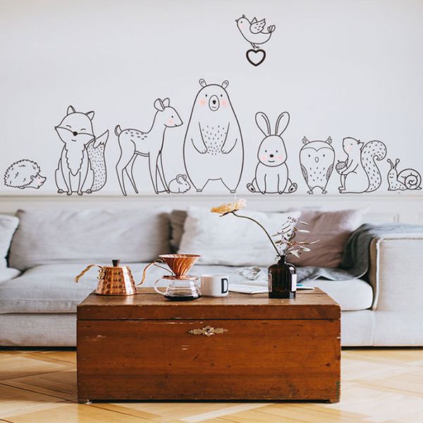 

diy carton cute shy animals removable wall stickers kids bedroom living room porch decoration self adhesive posters