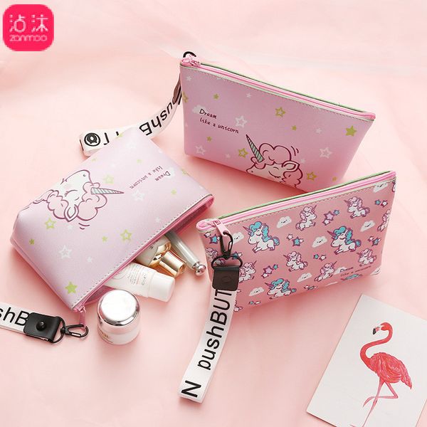 

1202 korean unicorn cosmetic bag receiving bag large capacity walkman hand waterproof travel portable washing