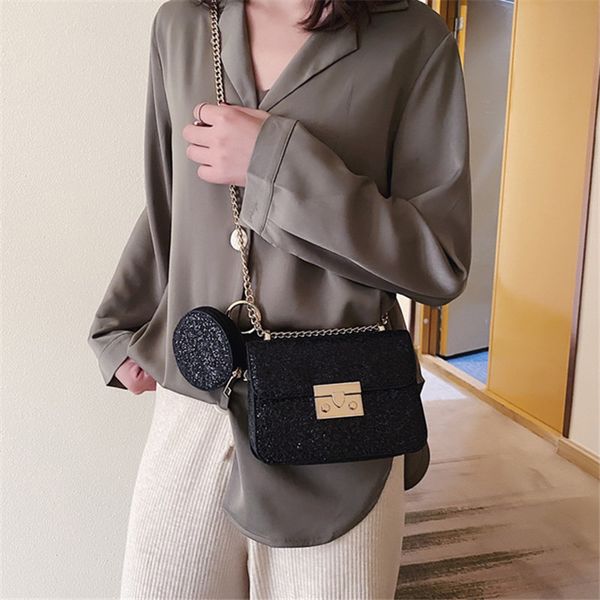 

original design original design 2020 new leisure square bag small round bag fashion chain lock messenger