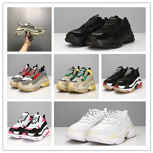 

2019 fashion paris 17fw triple-s sneaker triple s restoring ancient leisure casual dad shoes for men's women beige black ceahp sports d
