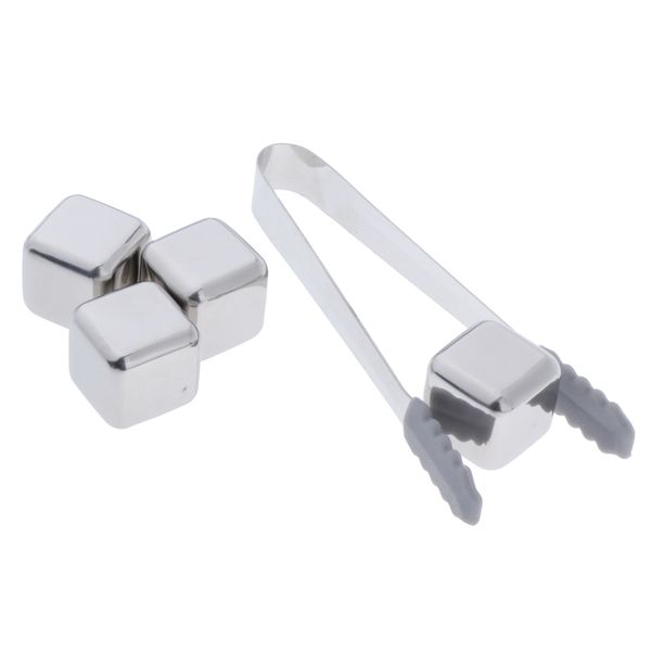 

stainless steel whisky chilling stones bar reusable ice cubes with tong