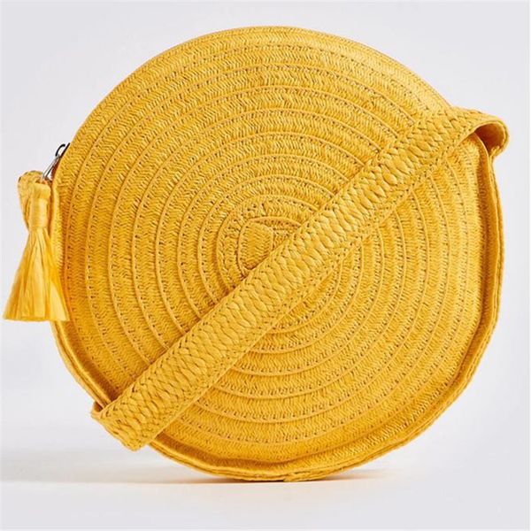 

women summer travel vacation tote knitted hand bag beach handbags mini circle straw bags handmade kintted crossbody bag