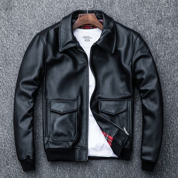 

2018 new style thickening men's cowhide jacket coat ing, Black