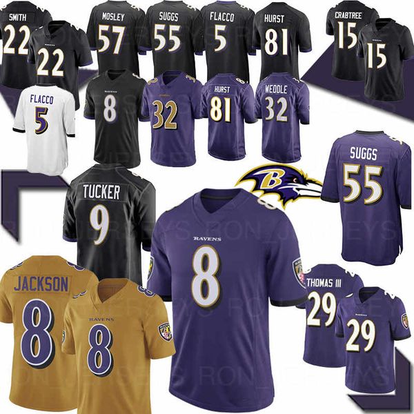 

baltimores raven jersey 8 lamar jackson 9 justin tucker 29 earl thomas 81 hayden hurst 5 joe flacco 32 eric weddle jerseys, Black;red