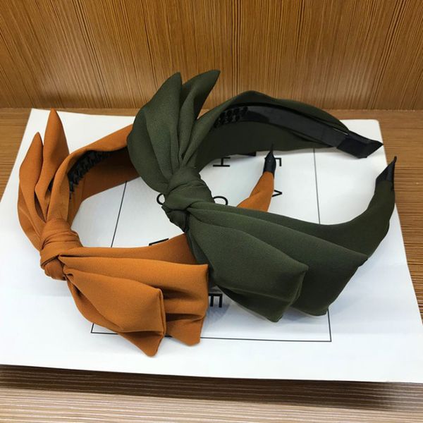 

2019 new arrival women's hairband big bowknot hairband for ladies solid hair accessories teeth hair band