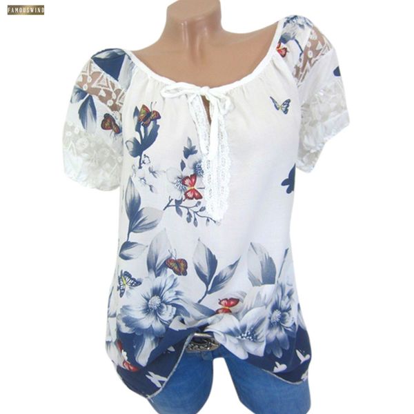 

mouw larger shirt size sweater 2019 zomer korte bloemenprint womens shoes upper fashion pig short sleeved v neck, White