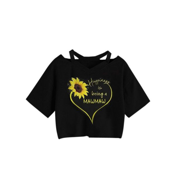 

muqgew female t-shirt fashion sunflower short sleeve casual v neck vest t-shirts for women camisetas verano mujer 2019 #6040, White