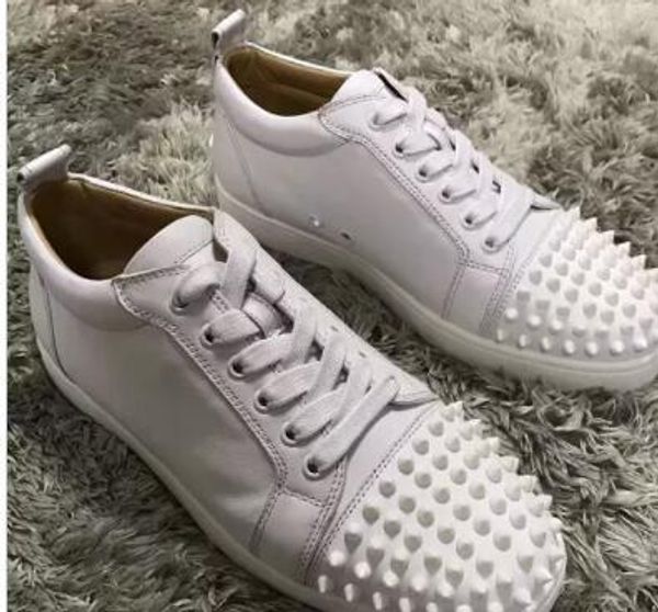 

sneaker shoes party dress wedding low junior spikes red bottom glitter leather shoes,luxury sole leisure outdoor flats xshfbcl, Black